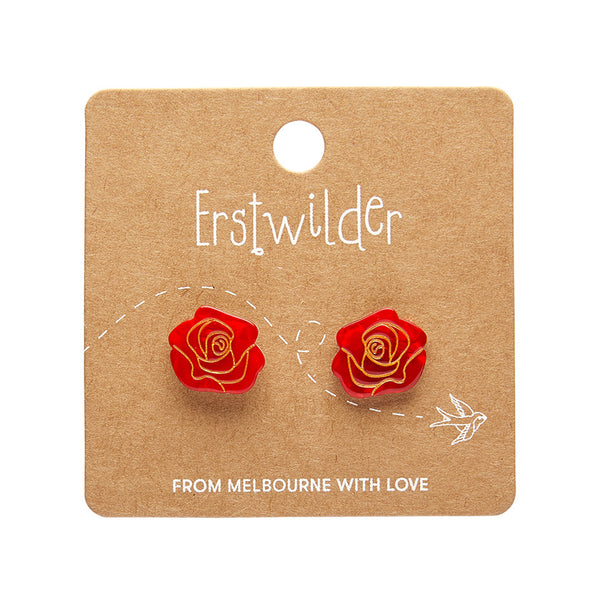 Erstwilder - Eternal Rose Stud Earrings - Red