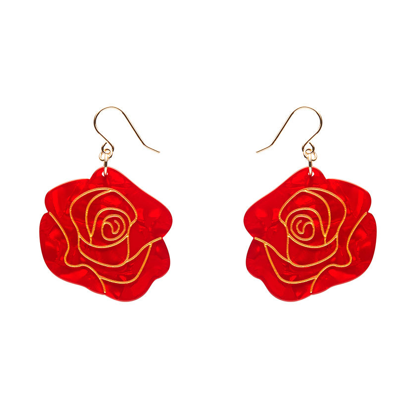 Erstwilder - Eternal Rose Drop Earrings - Red