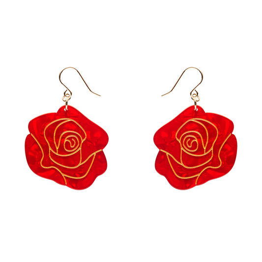 Erstwilder - Eternal Rose Drop Earrings - Red