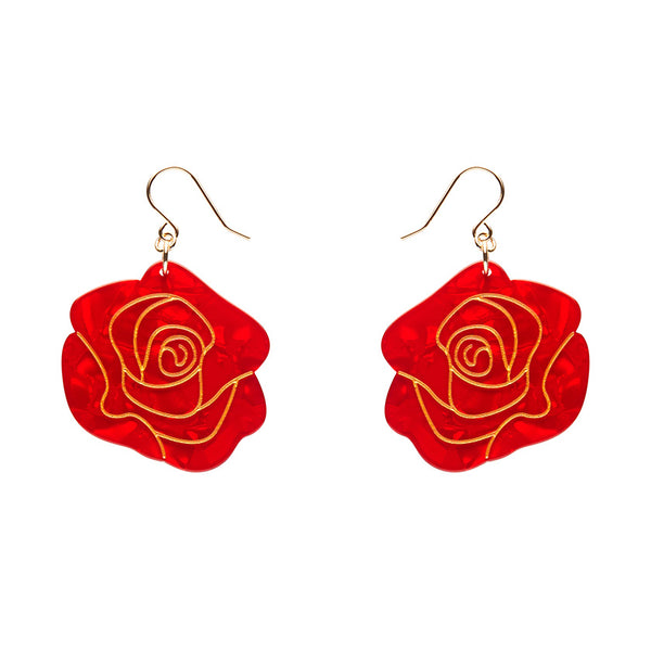 Erstwilder - Eternal Rose Drop Earrings - Red