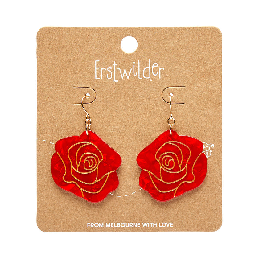 Erstwilder - Eternal Rose Drop Earrings - Red