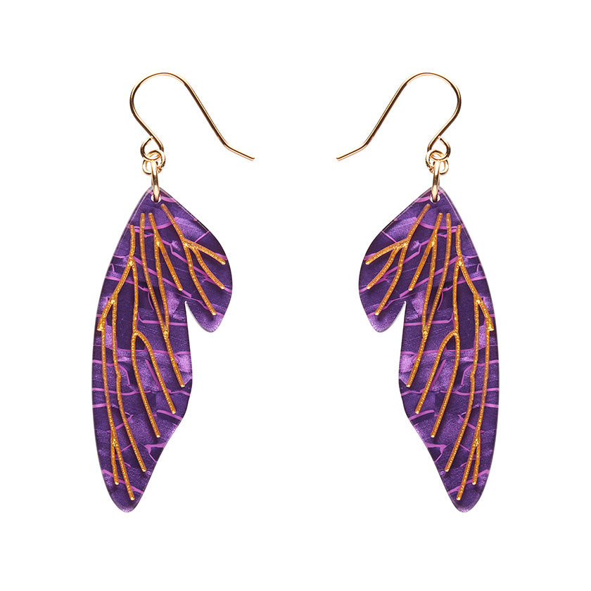 Erstwilder - Fairy Wing Drop Essential Earrings - Purple