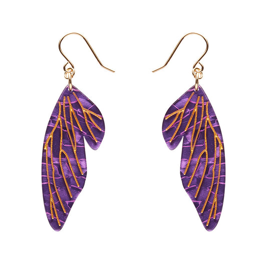 Erstwilder - Fairy Wing Drop Essential Earrings - Purple