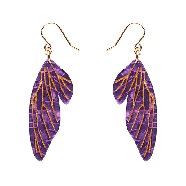 Erstwilder - Fairy Wing Drop Essential Earrings - Purple