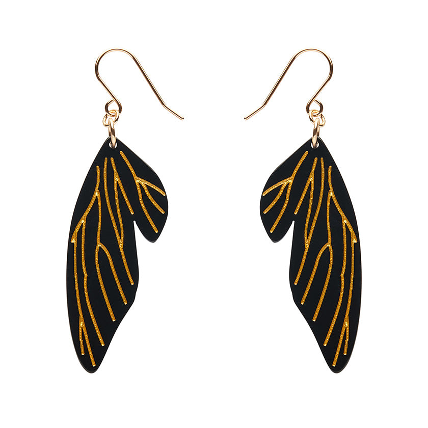 Erstwilder - Fairy Wing Drop Essential Earrings - Black