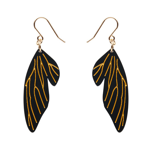 Erstwilder - Fairy Wing Drop Essential Earrings - Black