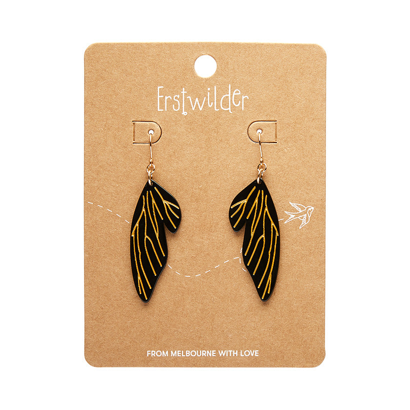 Erstwilder - Fairy Wing Drop Essential Earrings - Black