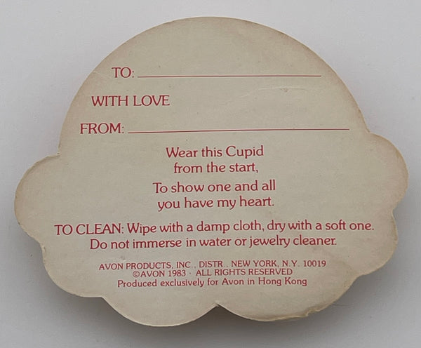 Vintage 1983 Avon Loveable Cupid Pin Valentine’s Day Card