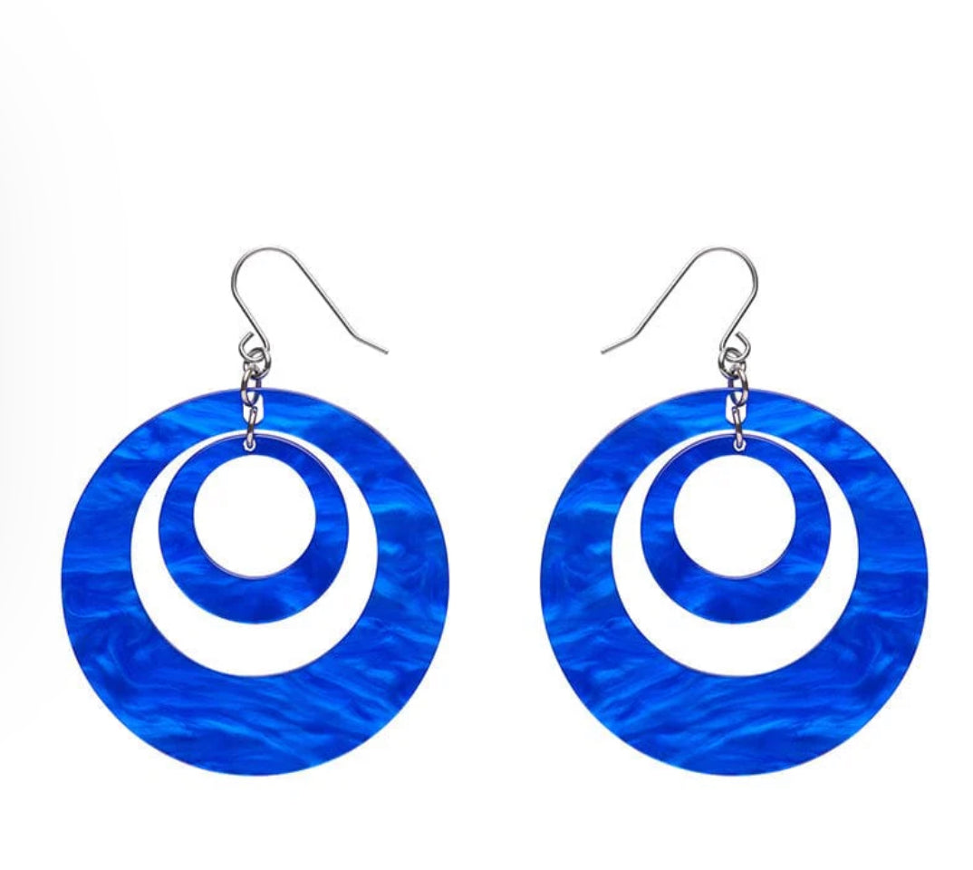 Erstwilder - Double Hoop Ripple Drop Earrings - Blue