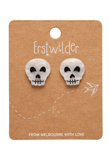 Erstwilder - Skull Ripple Stud Earrings - White