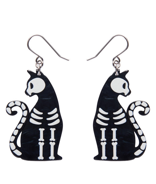 Erstwilder - Bone Kitty Drop Earrings - Black - Halloween (2024)