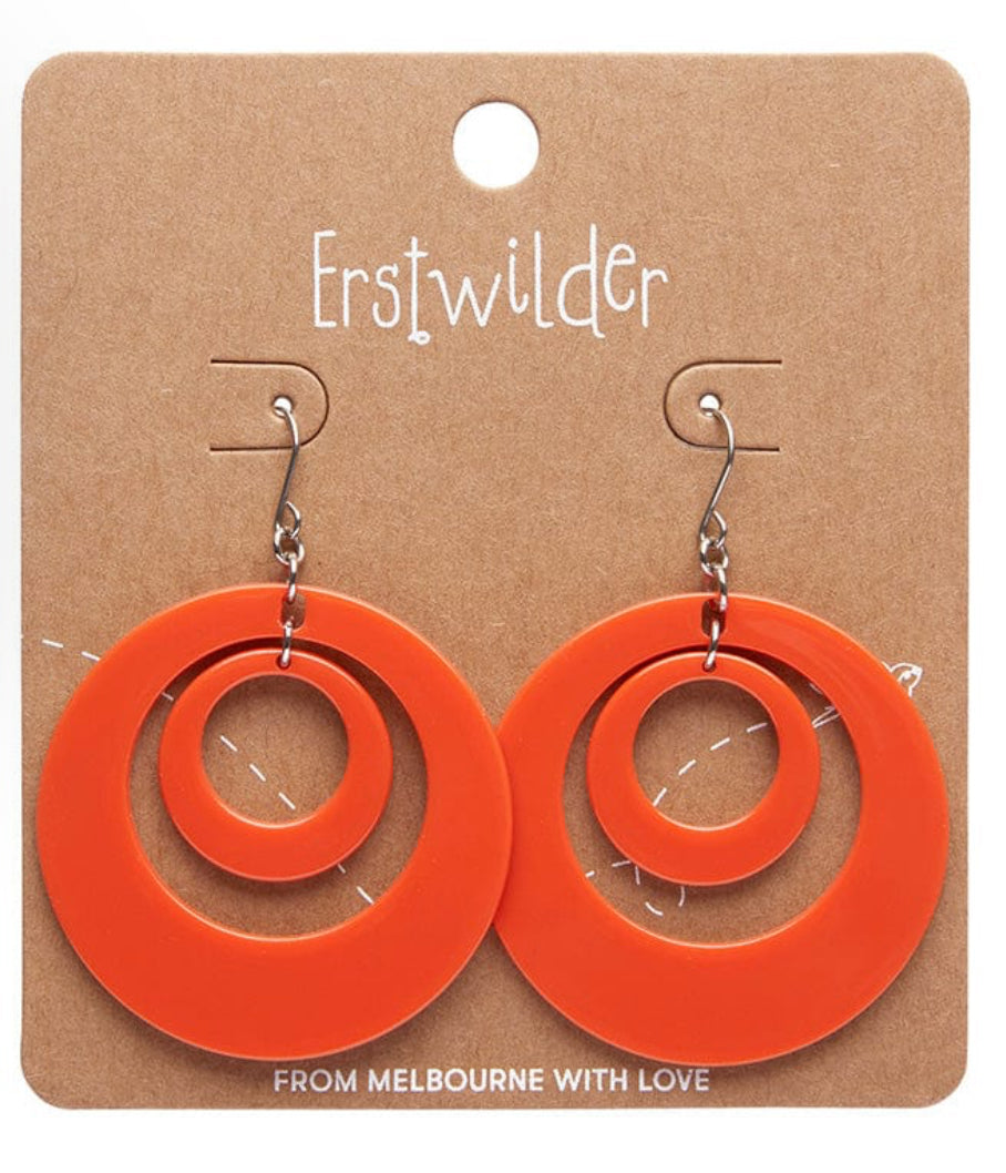 Erstwilder - Double Hoop Solid Drop Earrings - Orange