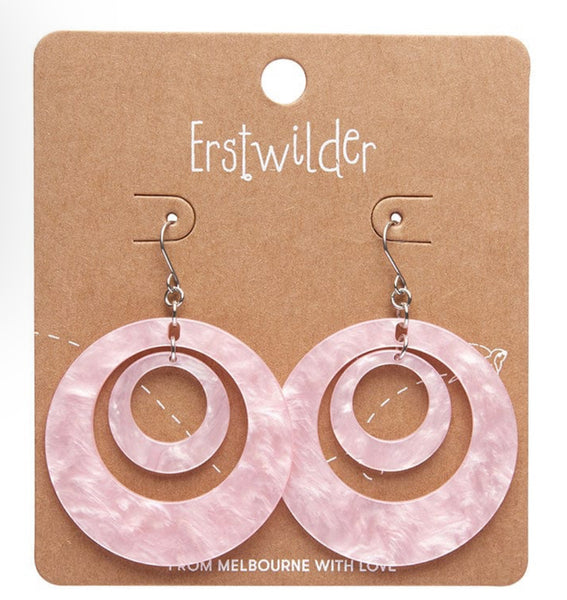 Erstwilder - Double Hoop Ripple Drop Earrings - Pink