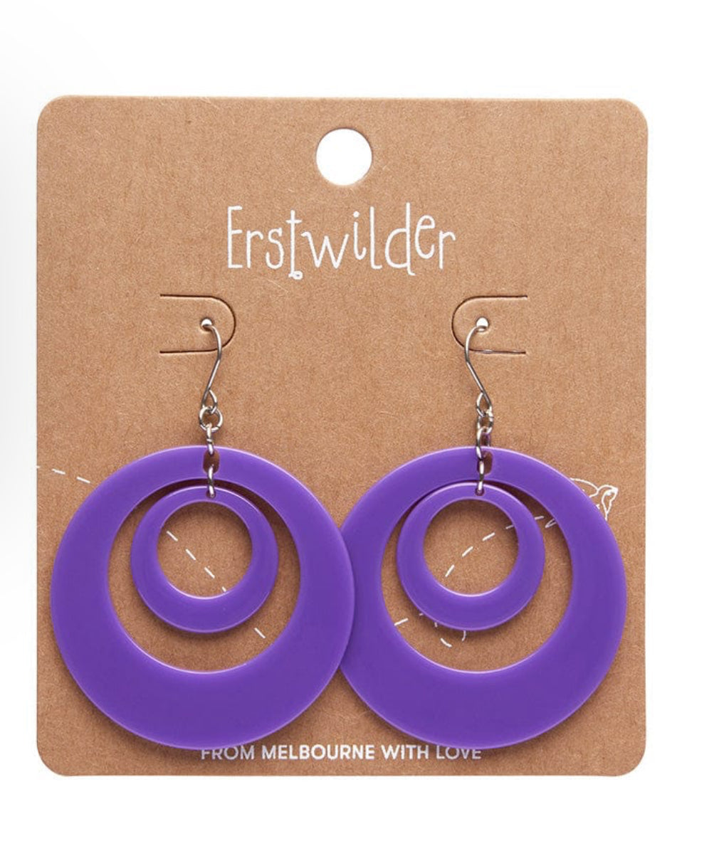 Erstwilder - Double Hoop Solid Drop Earrings - Purple