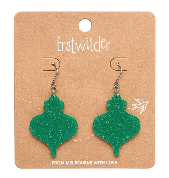 Erstwilder - Baubles Glitter Drop Earrings - Green
