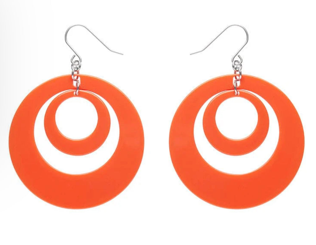 Erstwilder - Double Hoop Solid Drop Earrings - Orange