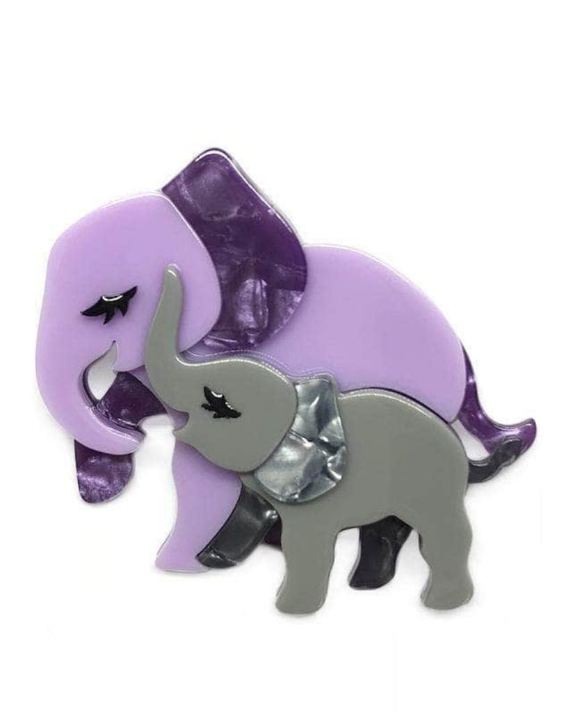 Erstwilder - Mother Ella Elephants Brooch  (Purple/Gray) - Out of Africa (2018)