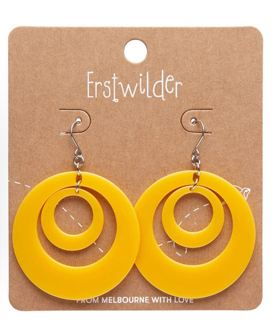 Erstwilder - Double Hoop Solid Drop Earrings - Yellow