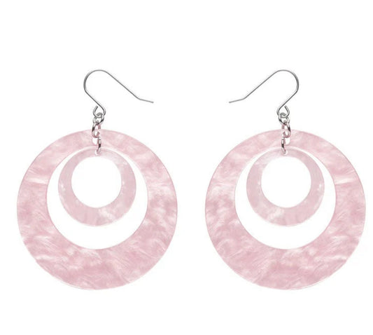 Erstwilder - Double Hoop Ripple Drop Earrings - Pink