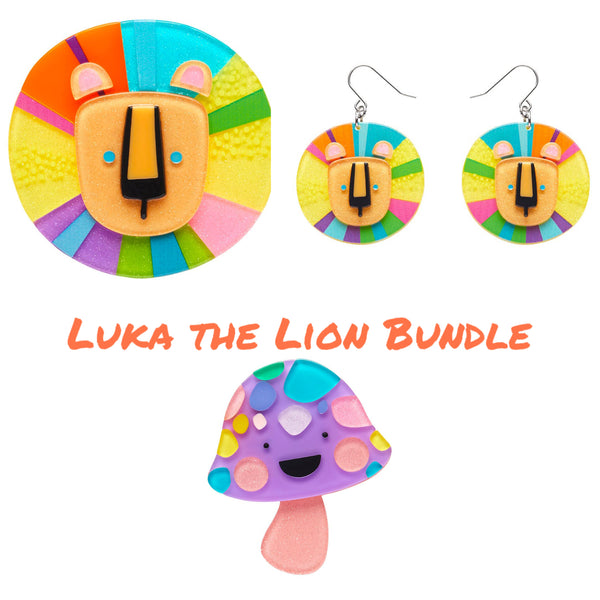 Luka the Lion Brooch + Drop Earrings + Sprout - Erstwilder x Kasey Rainbow (2023)