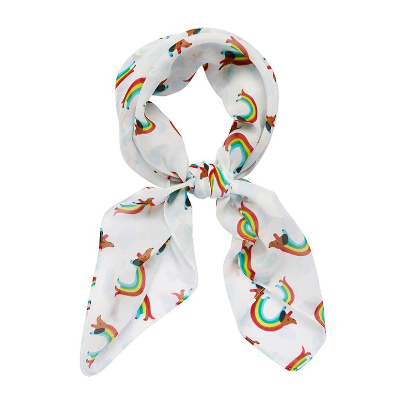 Rainbow Ruff Head Scarf White by Erstwilder