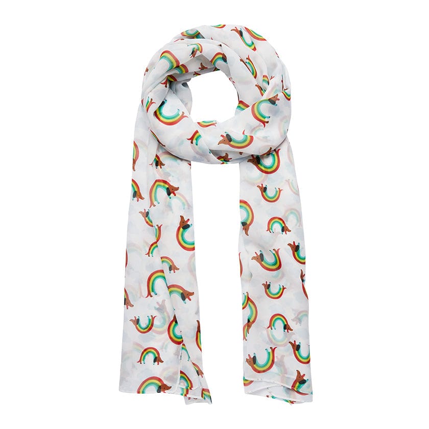 Rainbow Ruff Large Neck Scarf White by Erstwilder