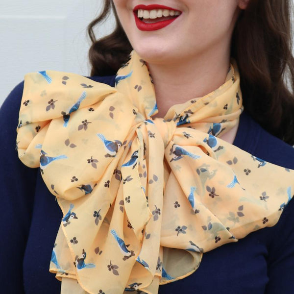Blue Jay Way Large Head Scarf Yellow by Erstwilder Woodlands