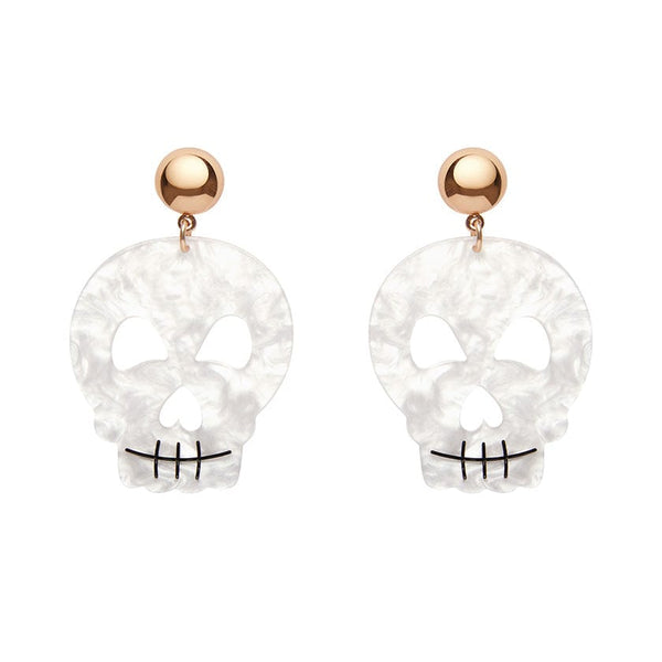 Erstwilder - Skull Ripple Statement Earrings - White