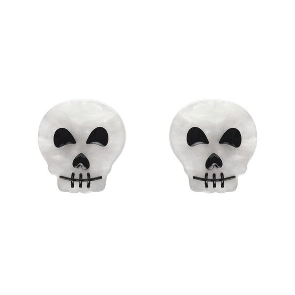 Erstwilder - Skull Ripple Stud Earrings - White