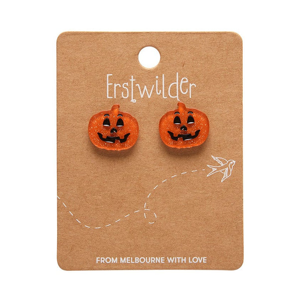 Erstwilder - Pumpkin Glitter Stud Earrings - Orange