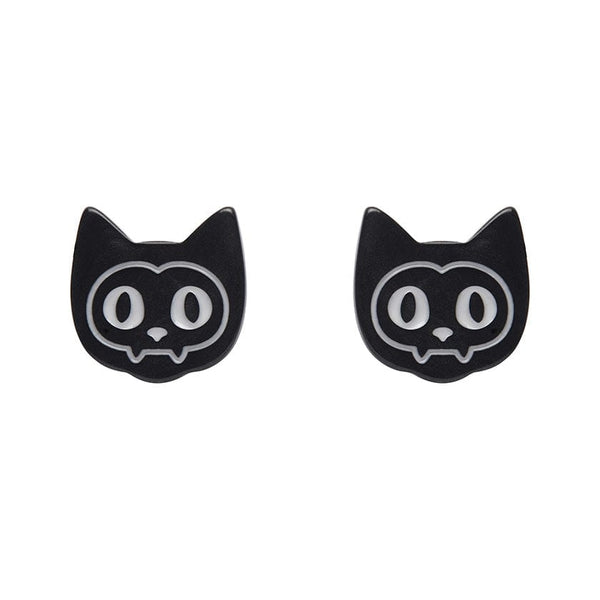 Erstwilder - Cat Ripple Stud Earrings - Black