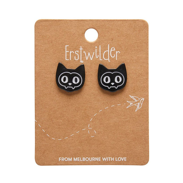 Erstwilder - Cat Ripple Stud Earrings - Black