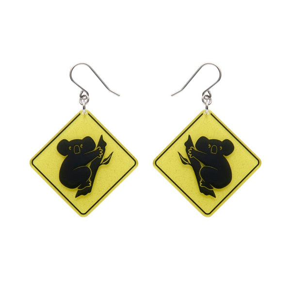 Erstwilder - Koala Sign Drop Earrings - Yellow - Australiana (2025)