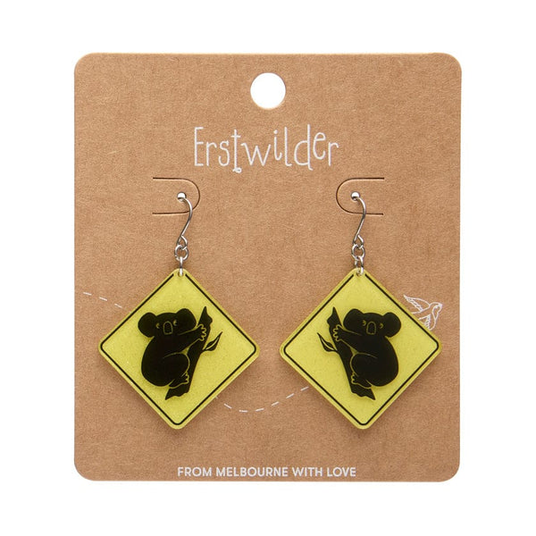 Erstwilder - Koala Sign Drop Earrings - Yellow - Australiana (2025)