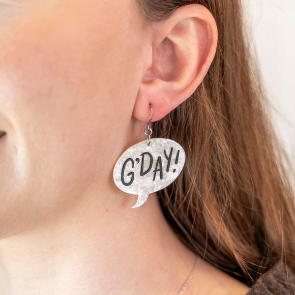 Erstwilder - G'DAY Drop Earrings - White  - Australiana (2025)
