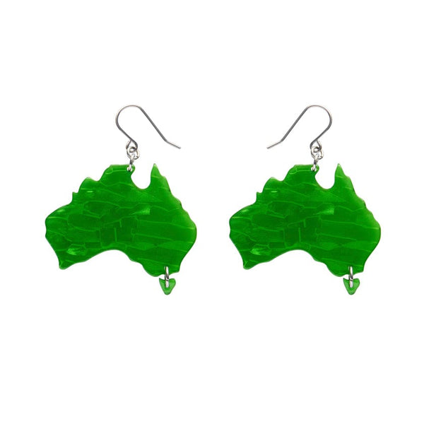 Erstwilder - Australia Drop Earrings - Green  - Australiana (2025)