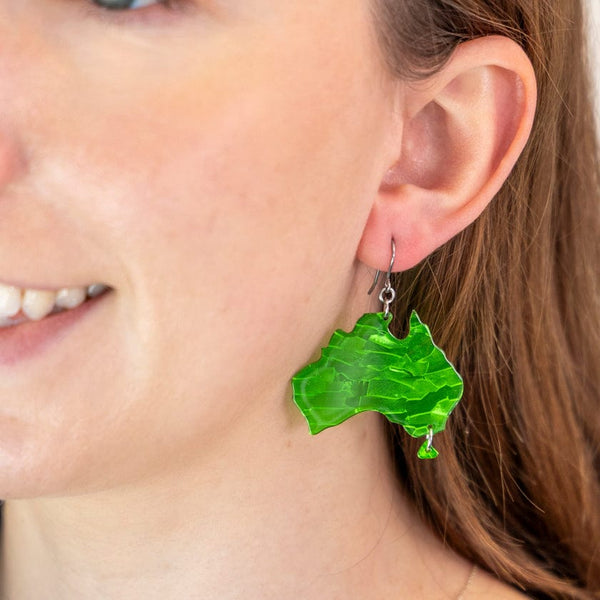 Erstwilder - Australia Drop Earrings - Green  - Australiana (2025)