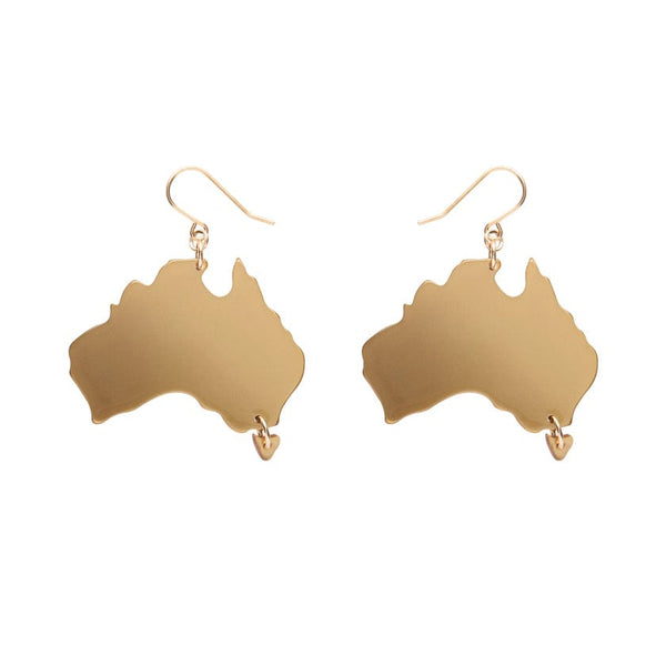 Erstwilder - Australia Drop Earrings - Gold  - Australiana (2025)