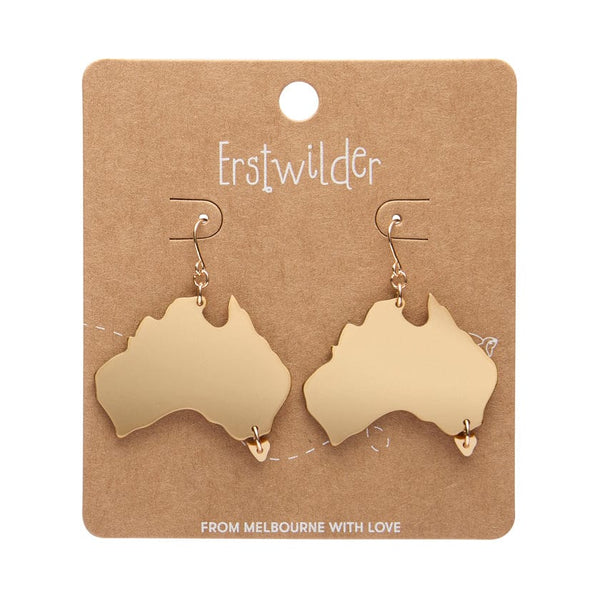 Erstwilder - Australia Drop Earrings - Gold  - Australiana (2025)