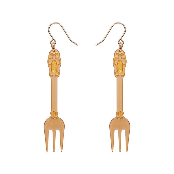 Erstwilder - Fork, Please! Drop Earrings - Gold  - Katherine Sabbath (2024)