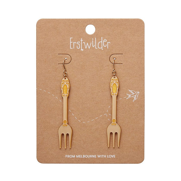 Erstwilder - Fork, Please! Drop Earrings - Gold  - Katherine Sabbath (2024)