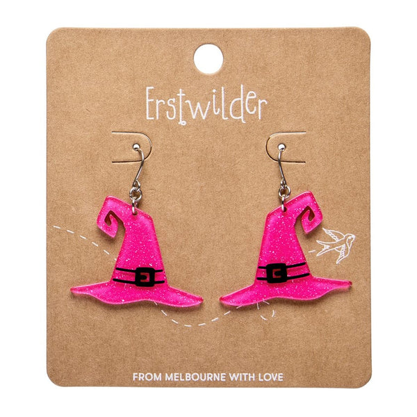 Erstwilder - Witch's Hat Drop Earrings - Pink - Haunted at Heart (2025)