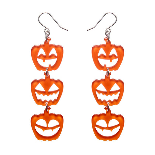 Erstwilder - Halloween Pumpkins Drop Earrings - Orange - Haunted at Heart (2025)
