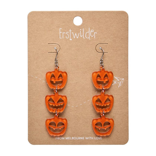 Erstwilder - Halloween Pumpkins Drop Earrings - Orange - Haunted at Heart (2025)