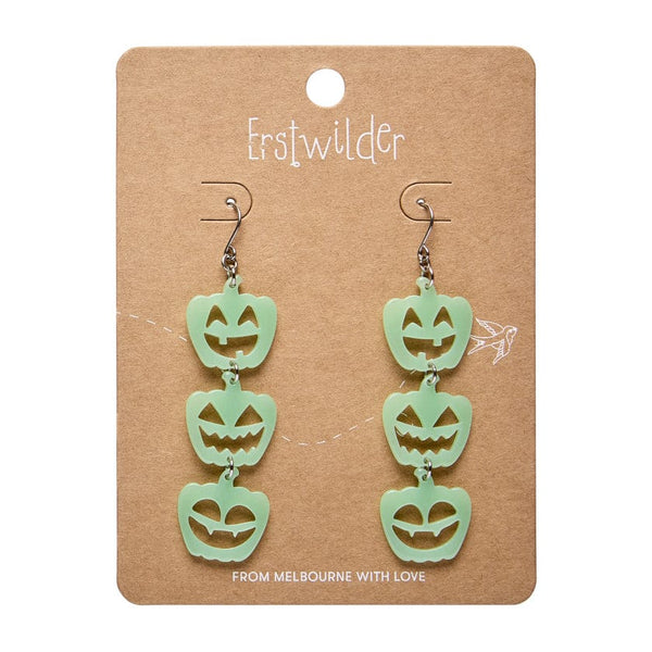 Erstwilder - Halloween Pumpkins Drop Earrings - Glow in the Dark - Haunted at Heart (2025)