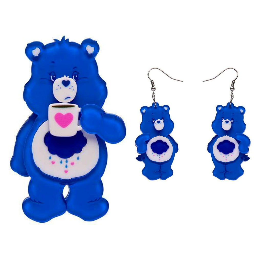 Erstwilder Good Morning Grumpy Bear Brooch &  What's Up, Grumpy Bear Earrings Bundle