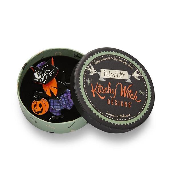 Erstwilder - Treat Seeker Black Cat Brooch - Kitschy Witch Designs (2020)