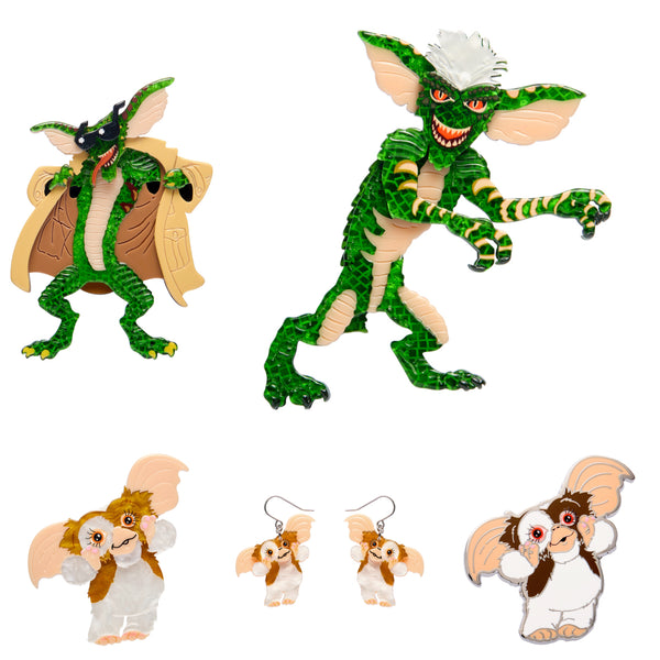 Erstwilder - Gremlin Ultimate Gift Bundle - Flasher Brooch + Stripe Brooch + Gizmo Brooch + Earrings + Enamel Pin - Thrills & Chills (2025)