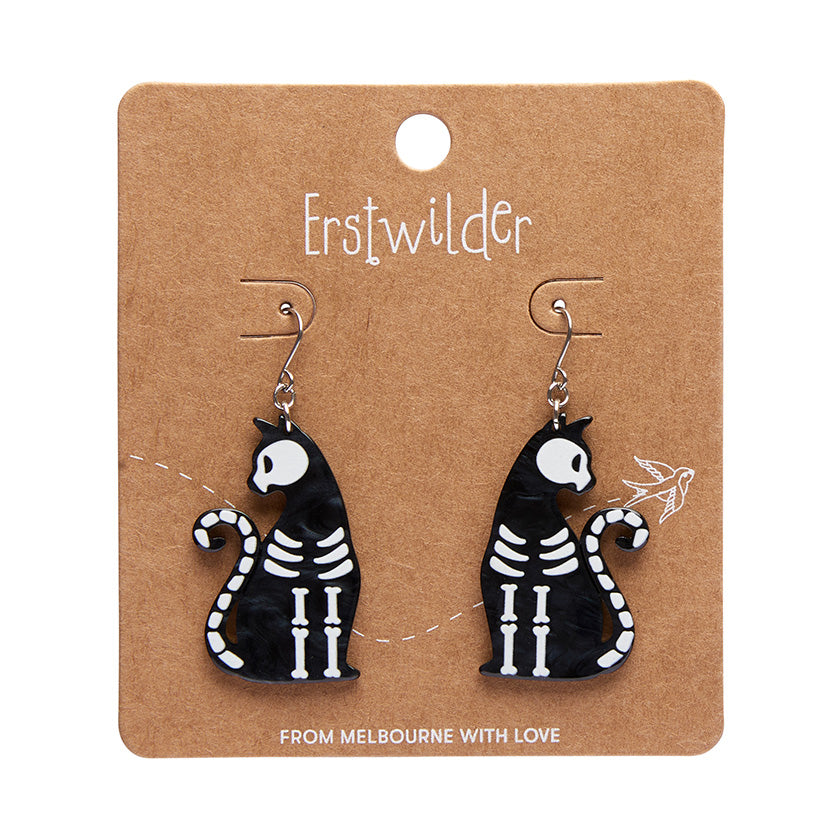 Erstwilder - Bone Kitty Drop Earrings (Black) - Best of Halloween (2024)