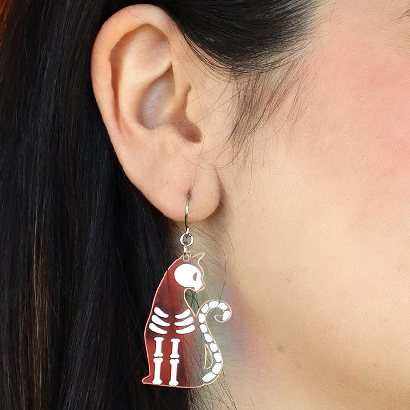 Erstwilder - Bone Kitty Drop Earrings (Iridecent) - Best of Halloween (2024)